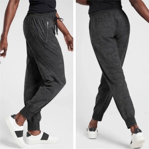 Athleta Camden Printed Jogger Lightweight High Rise in Black Moire Size 0‎
